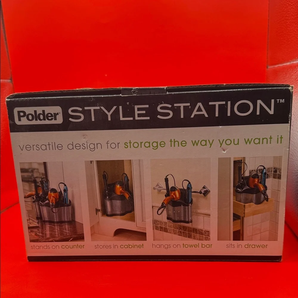 The Polder Style Station hair styling storage organizer
